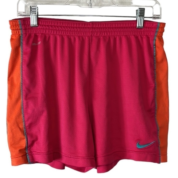 Nike Dri-Fit Activewear Shorts Women's Fitted M Pink Orange Teal Pull On - Picture 1 of 13